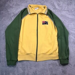 ACE Brand Track Jacket Men's XL Yellow Green Australia Flag Patch Zip Up Retro